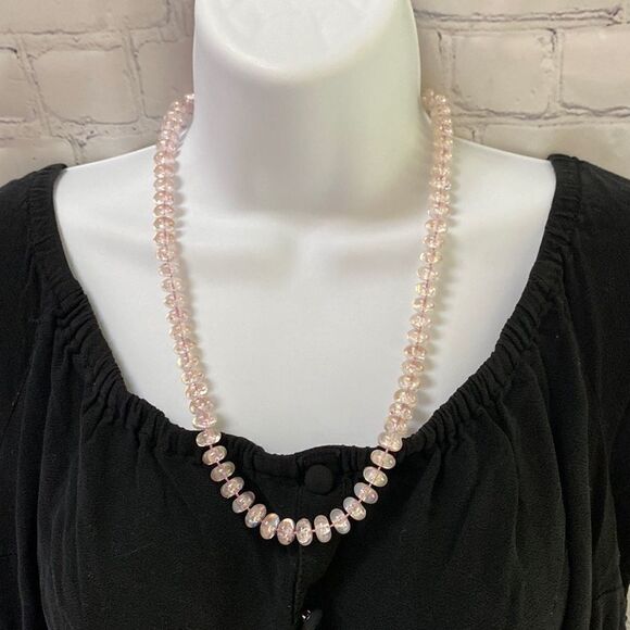 Vintage Clear Iridescent Glass Bead Necklace | Classic 1950s Jewelry | Elegant - Picture 1 of 6